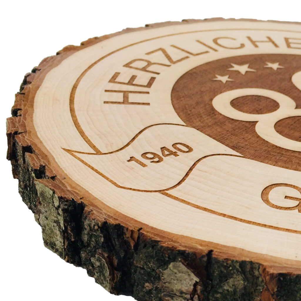 Baumscheibe mit Gravur Geschenk zu Jubiläum oder Geburstag